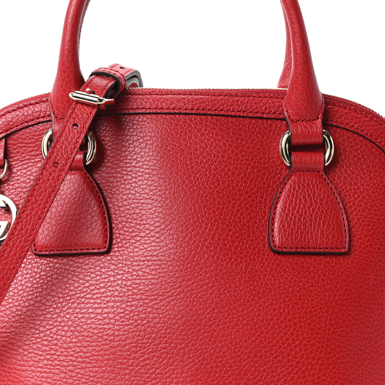 Gucci Dollar Calfskin Small GG Charm Dome Bag Red 8 of 10