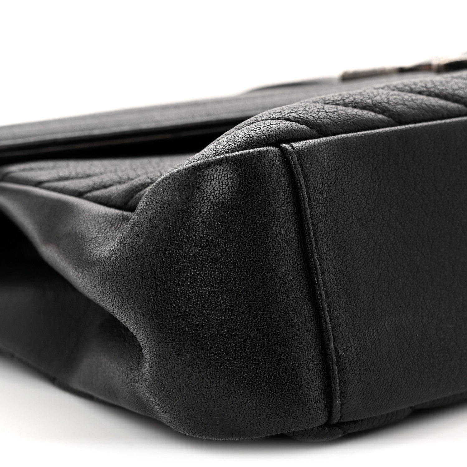 Saint Laurent Sheepskin Matelasse Chevron Monogram Large College Satchel Black 9 of 11