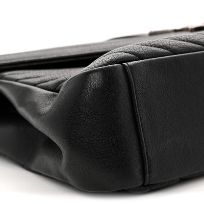 Saint Laurent Sheepskin Matelasse Chevron Monogram Large College Satchel Black 9 of 11