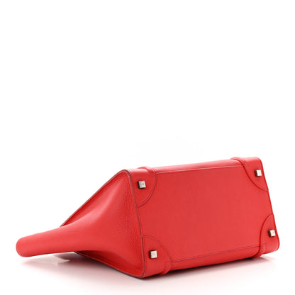 Celine Drummed Calfskin Mini Luggage Coquelicot 4 of 15