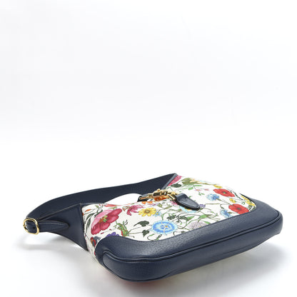 Gucci Canvas Flora Medium Jackie Hobo Blue Agata 3 of 9