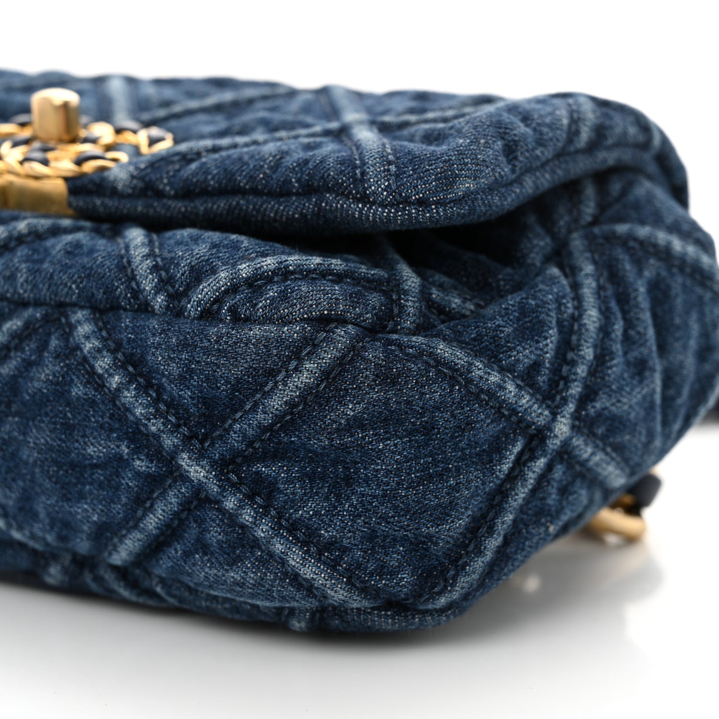 Denim Quilted Chanel 19 Waist Bag Blue
