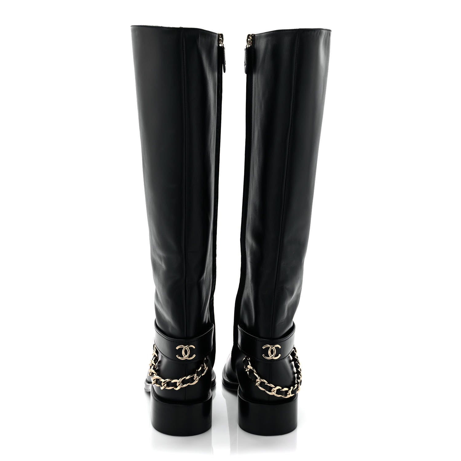 Chanel Calfskin Chain High Boots 39 Black 5 of 12