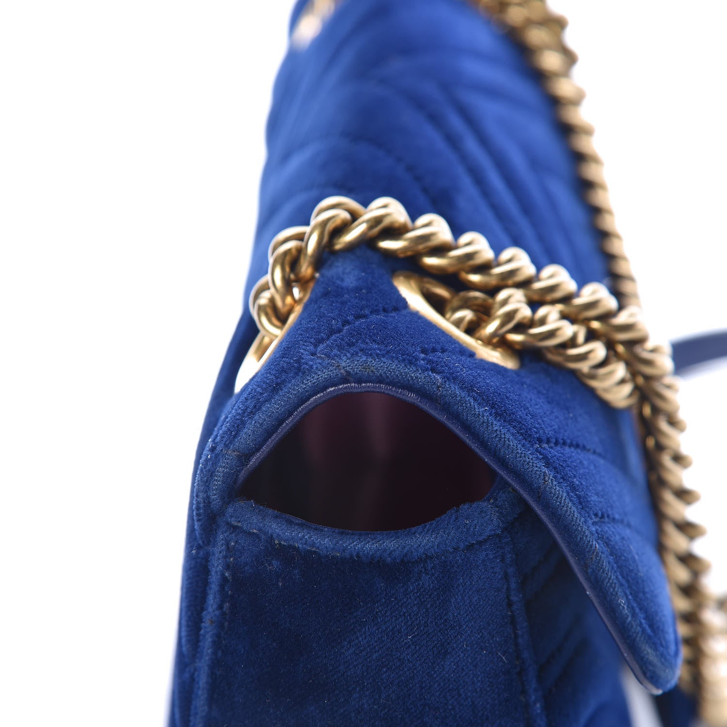 Gucci Velvet Matelasse Small GG Marmont Shoulder Bag Cobalt Blue 18 of 20