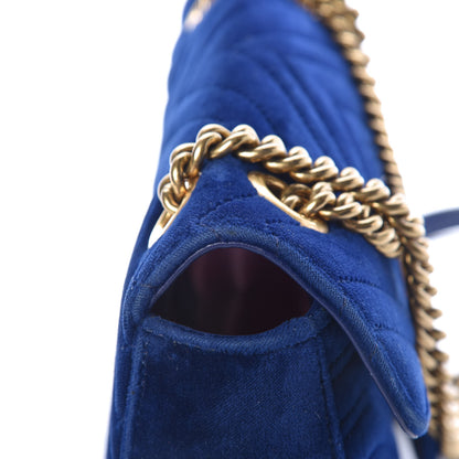 Gucci Velvet Matelasse Small GG Marmont Shoulder Bag Cobalt Blue 18 of 20