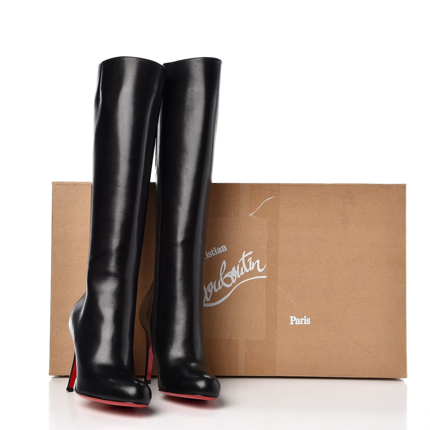 Calfskin Simple Botta 100 Knee Boots 37 Black
