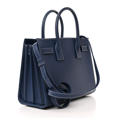 Saint Laurent Grained Calfskin Topstitch Baby Sac De Jour Denim 3 of 11
