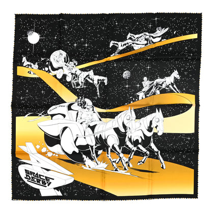 Hermes Silk Space Derby Scarf 90 Black White Gold 1 of 6