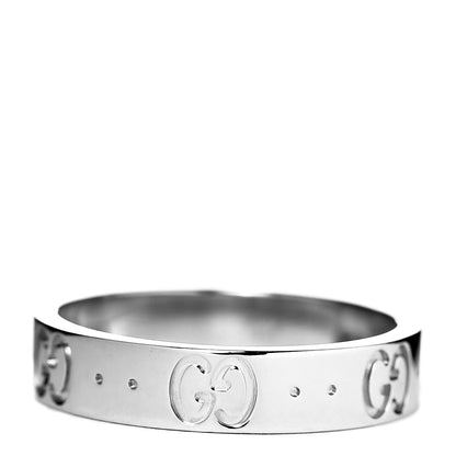 Gucci 18K White Gold 4mm Icon Thin Band Ring 51 5.75 3 of 5