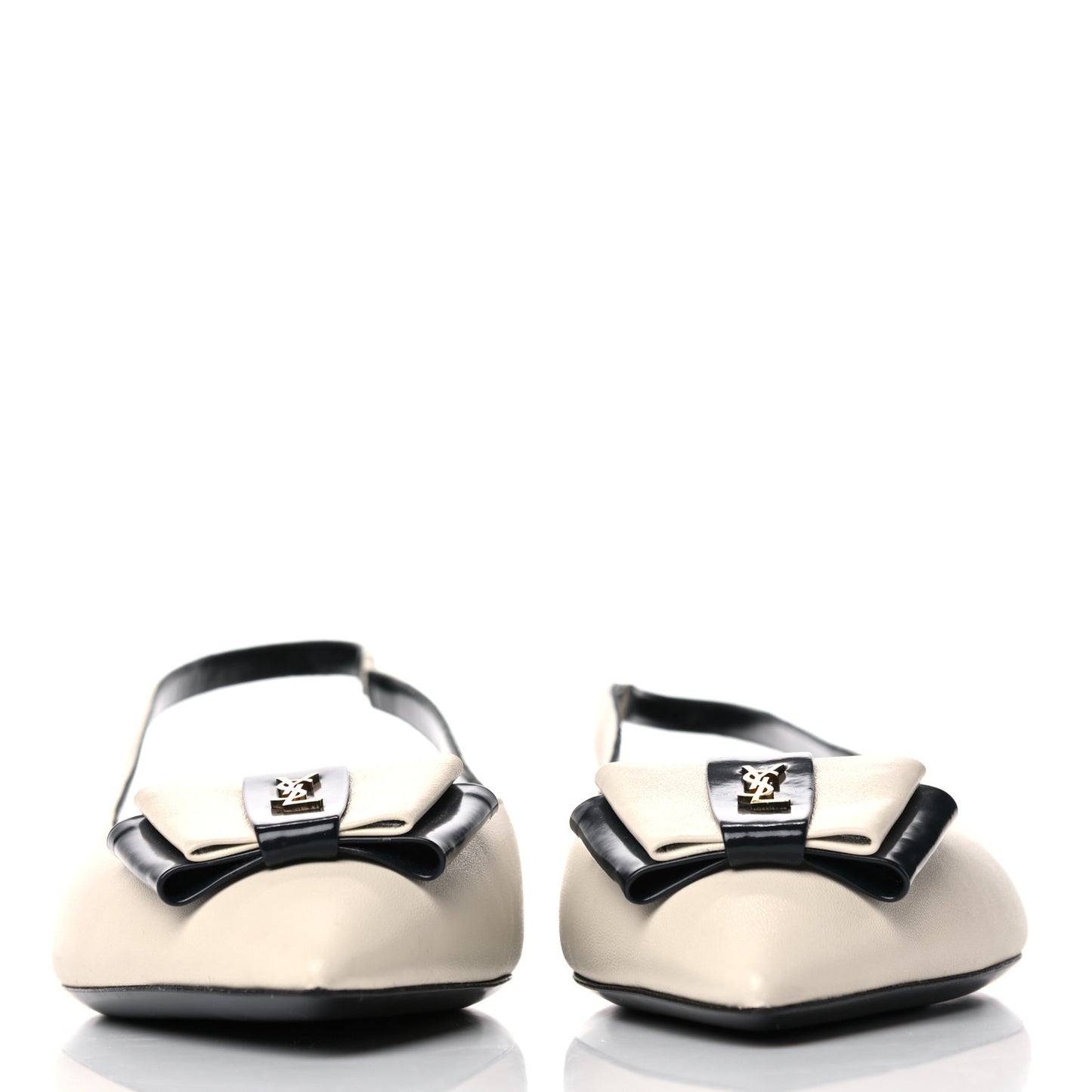 Patent Smooth Lambskin Anais Slingback Flats 36 Navy Pearl