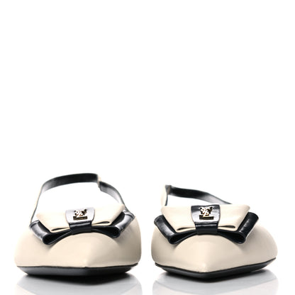 Saint Laurent Patent Smooth Lambskin Anais Slingback Flats 36 Navy Pearl 2 of 8