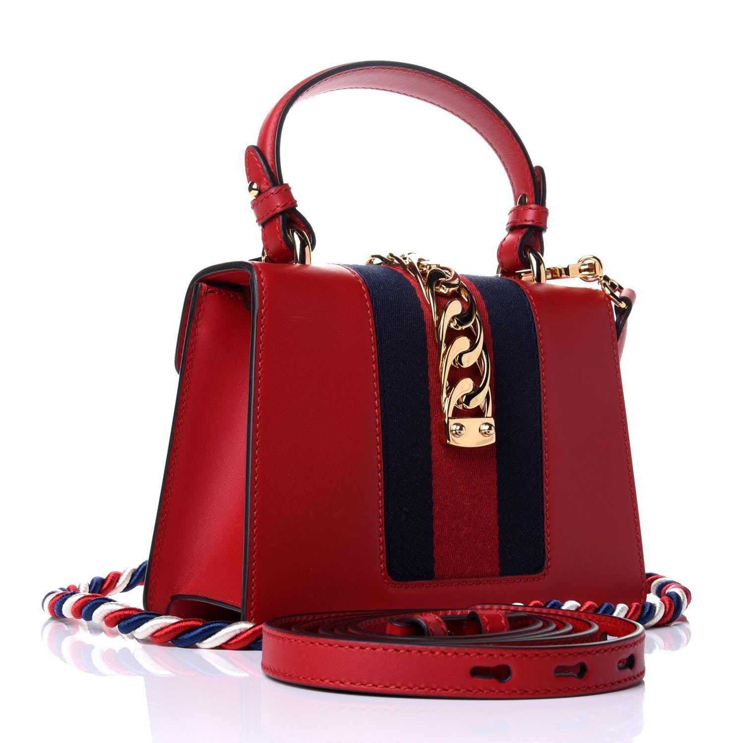 Gucci Calfskin Mini Sylvie Top Handle Bag Hibiscus Red 2 of 4