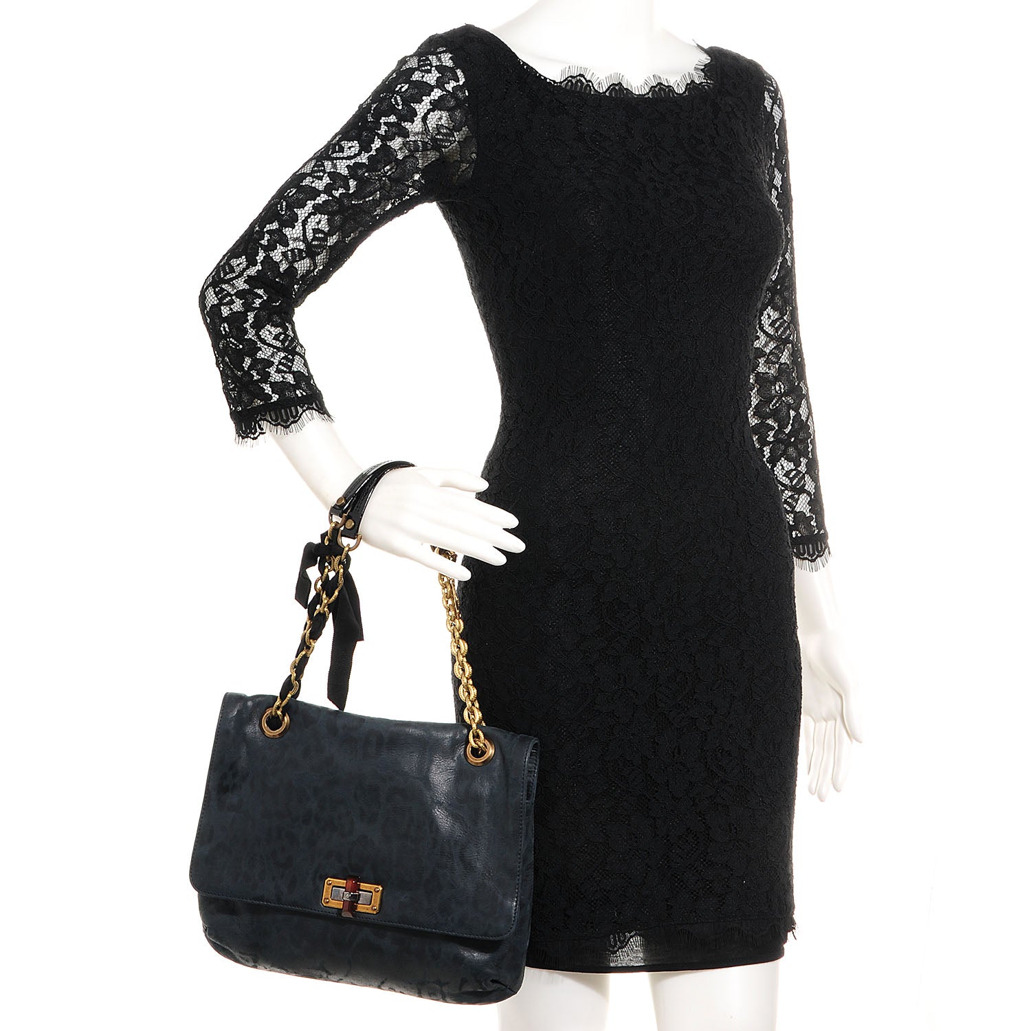 Lanvin Leather Leopard Print Medium Happy Blue 2 of 7