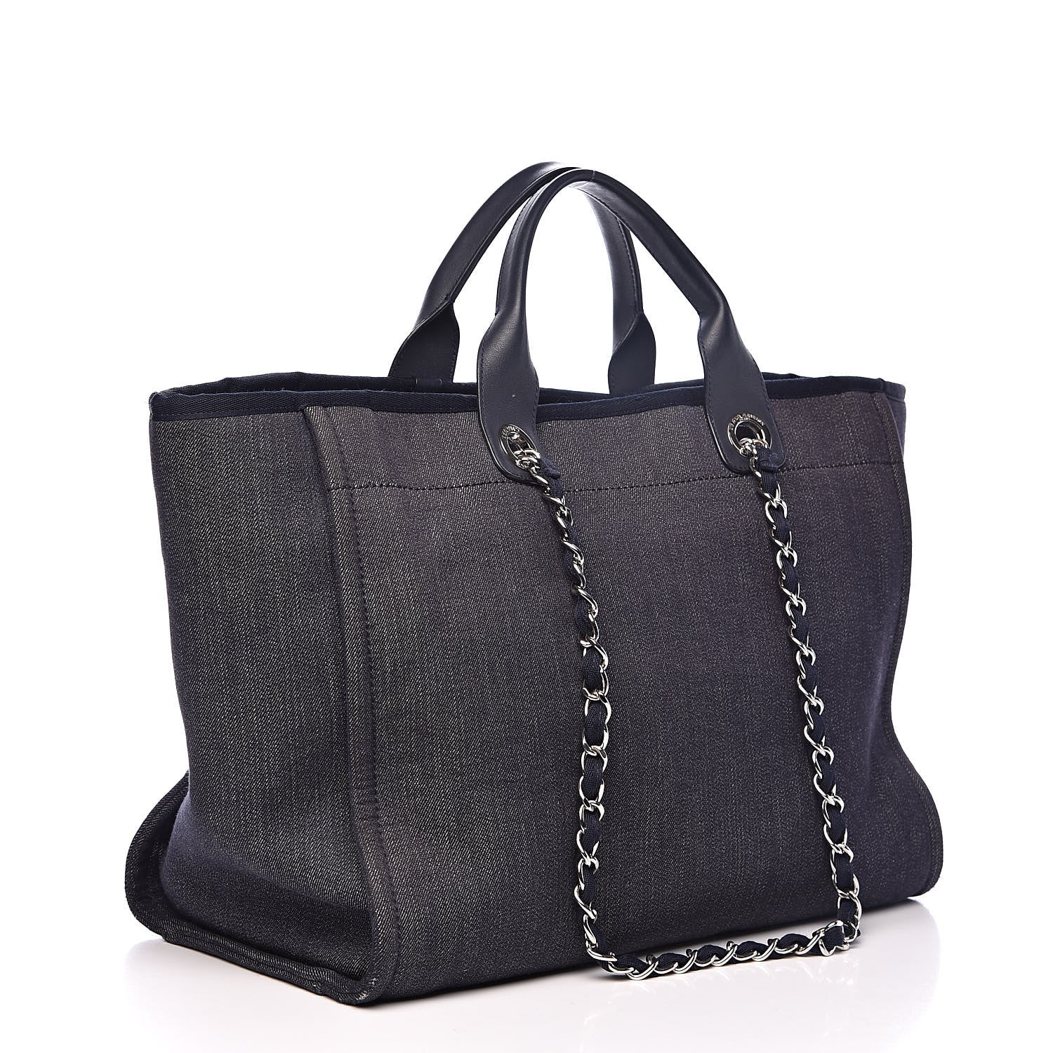 Chanel Denim Large Deauville Tote Dark Blue 3 of 13