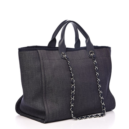 Chanel Denim Large Deauville Tote Dark Blue 3 of 13