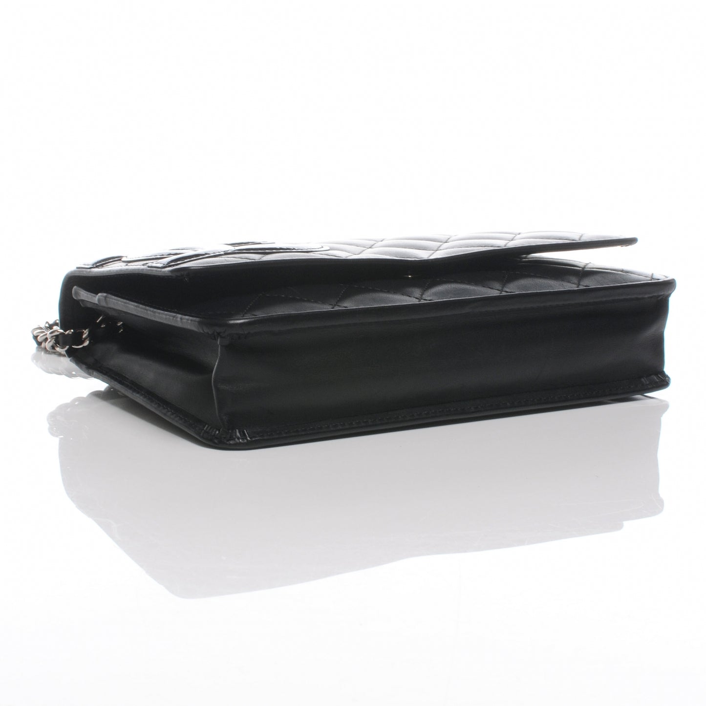 Calfskin Quilted Cambon Wallet On Chain WOC Black