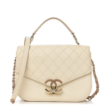 Chanel Grained Calfskin Quilted Medium Cuba Top Handle Flap Ivory 1 of 11