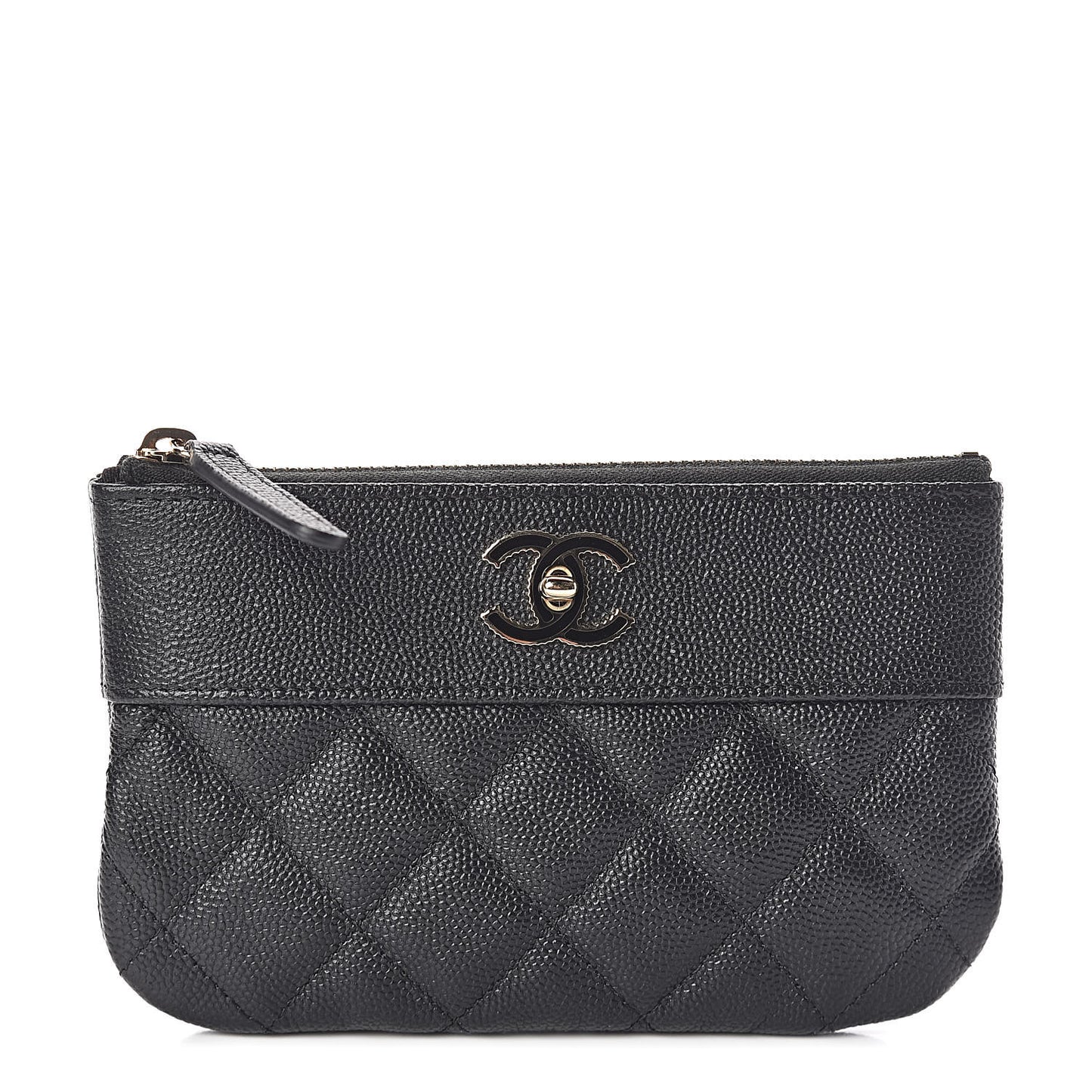 Caviar Quilted Small Vintage Mademoiselle Cosmetic Case Black