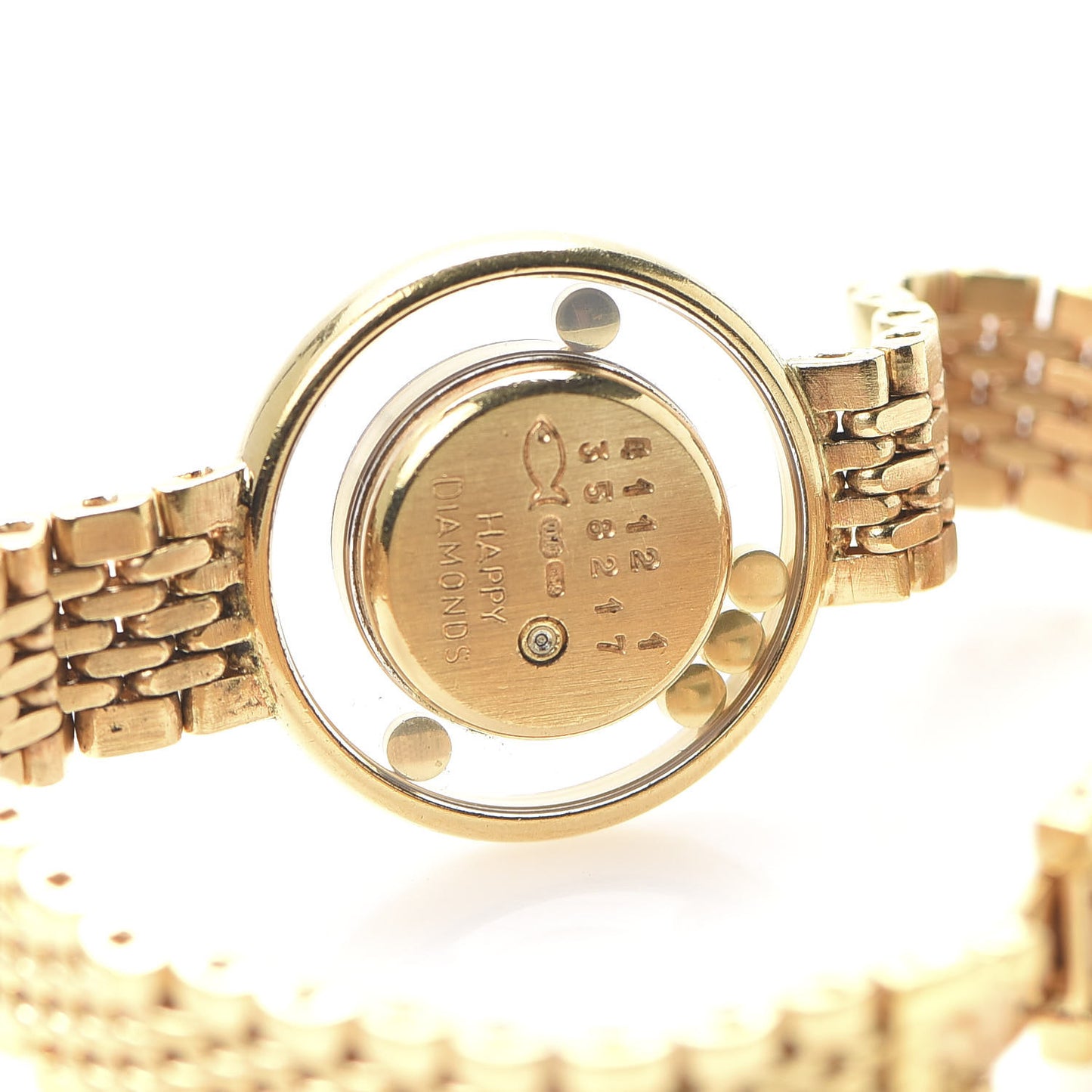 18K Yellow Gold 5 Diamond 22mm Happy Diamonds Quartz Watch