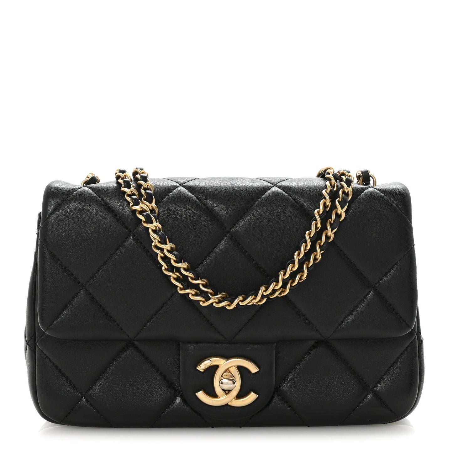 Lambskin Quilted Pearl Small Flap Black