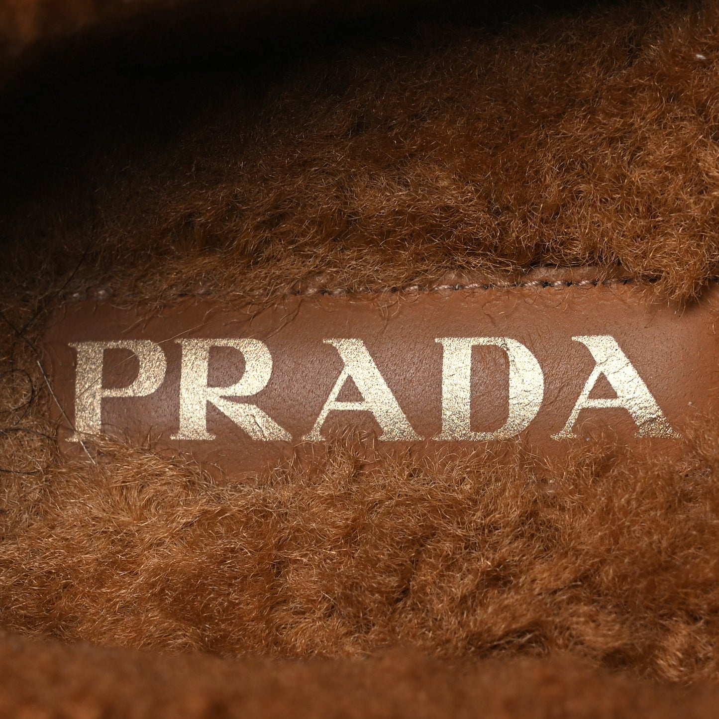 Shearling Metal Triangle Logo Driving Loafer 36.5 Brown
