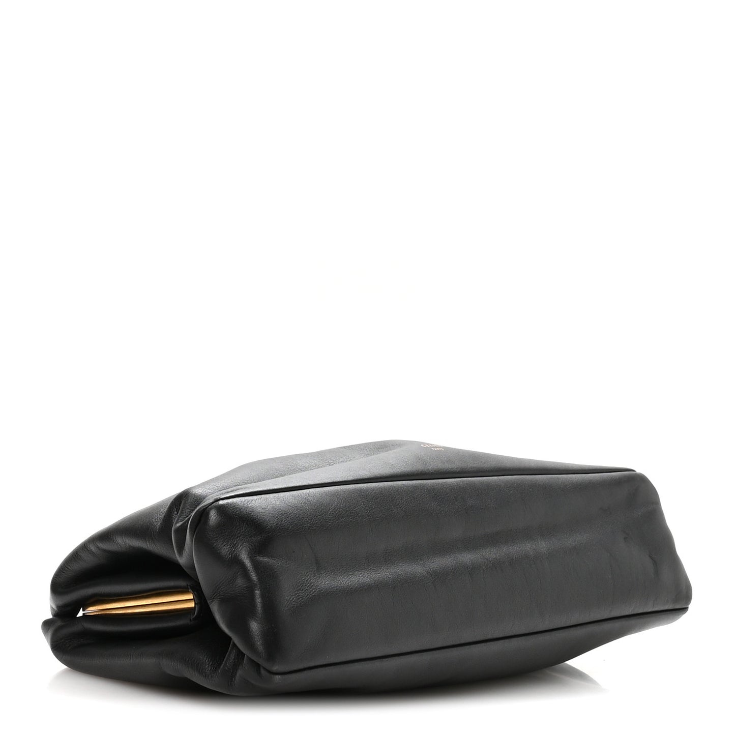 Calfskin Pleated French Lock Clutch Black