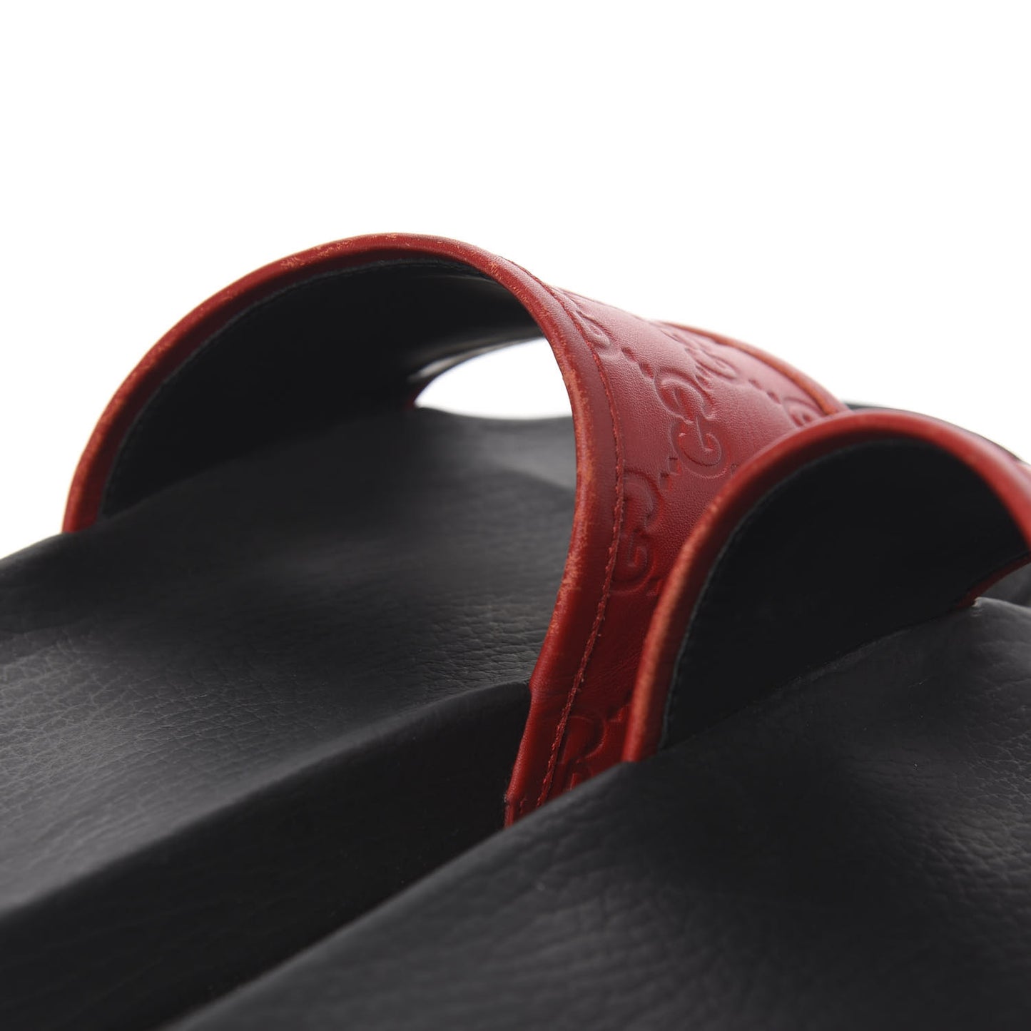 Guccissima Signature Mens Lug Sole Slide Sandals 5 Hibiscus Red
