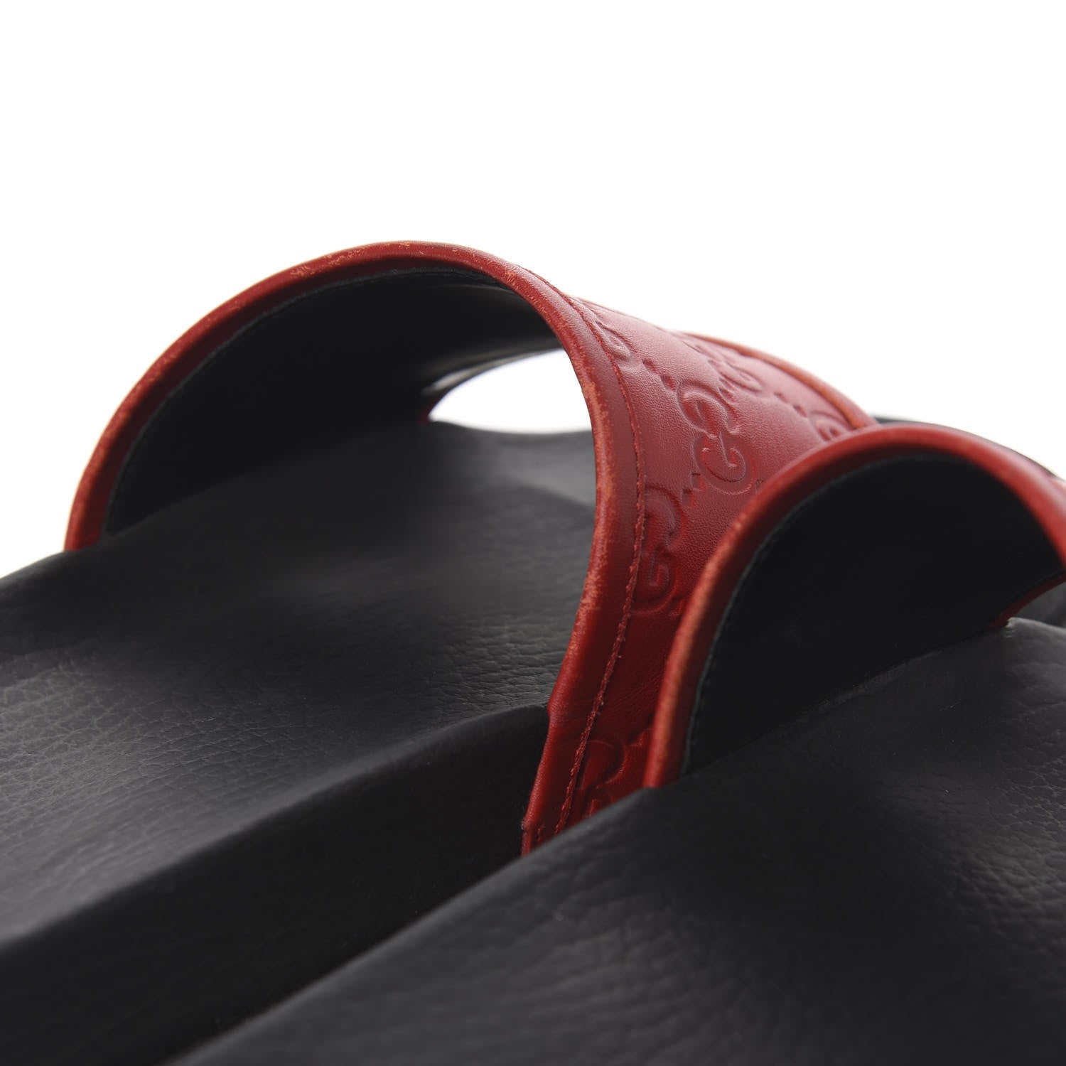 Gucci Guccissima Signature Mens Lug Sole Slide Sandals 5 Hibiscus Red 5 of 9