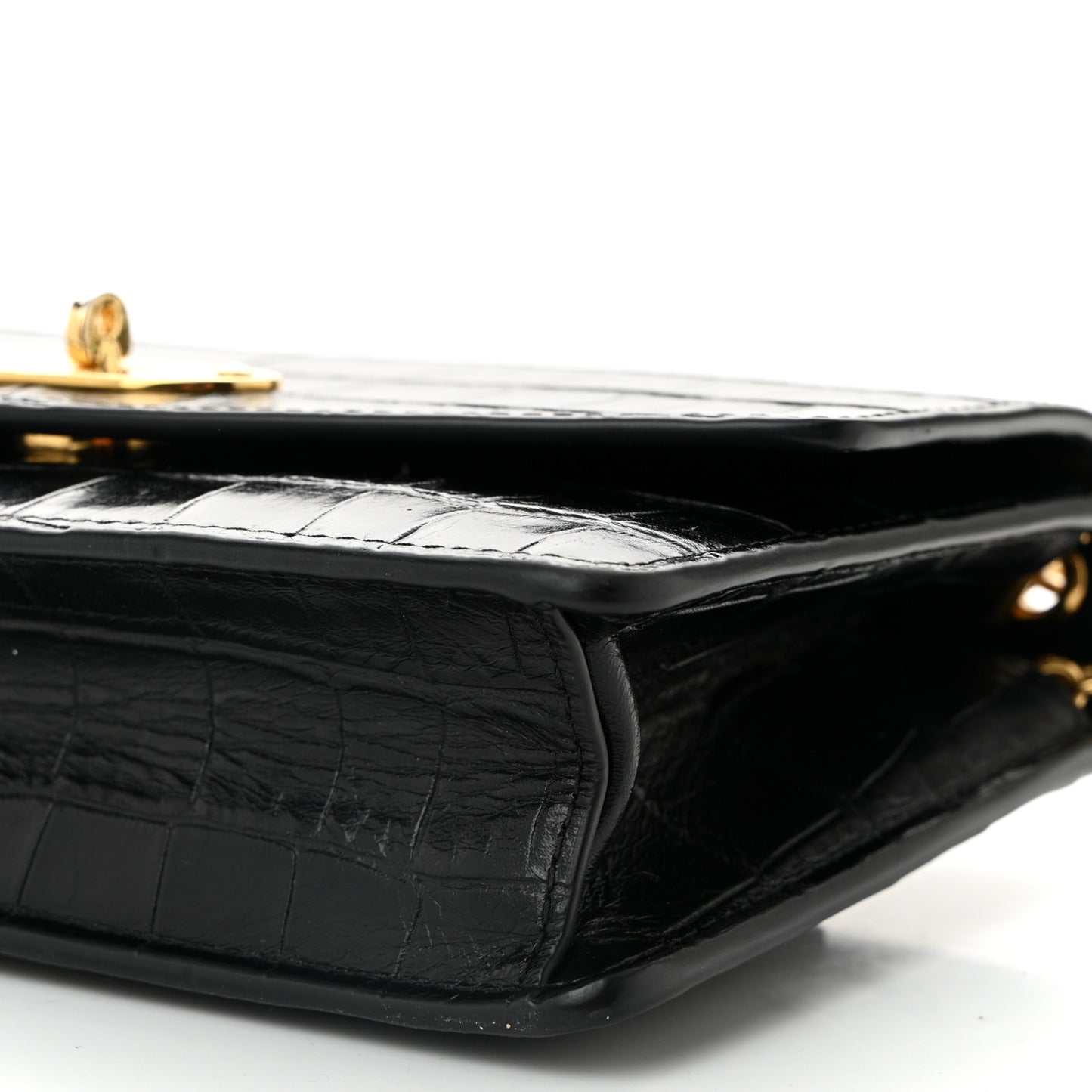 Crocodile Embossed Calfskin Small Darley Black