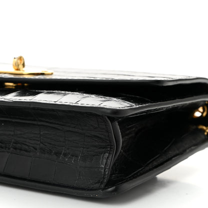 Mulberry Crocodile Embossed Calfskin Small Darley Black 9 of 10