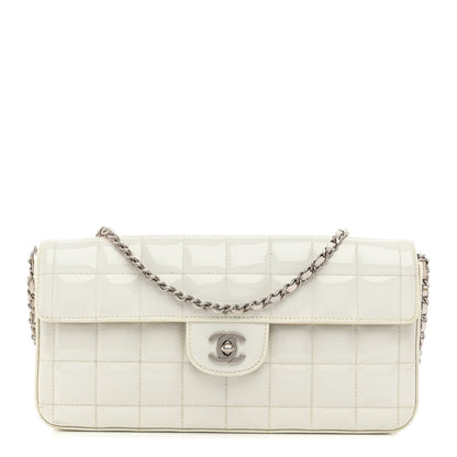 Chanel Patent Quilted East West Chocolate Bar Flap White 1 of 13