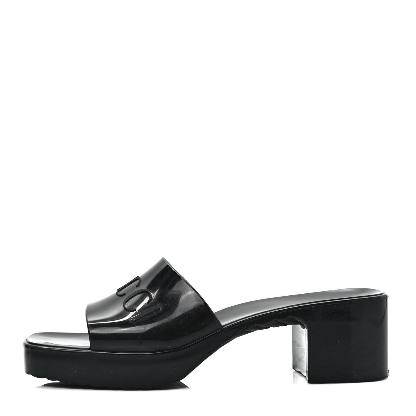 Rubber Gucci Logo Womens Platform 20/60mm Slide Sandals 39 Black