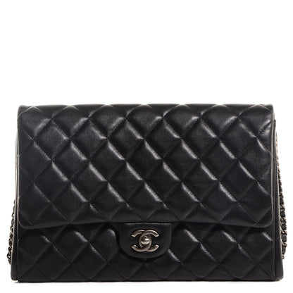 Chanel Lambskin Quilted Clutch With Chain Flap Black 1 of 8