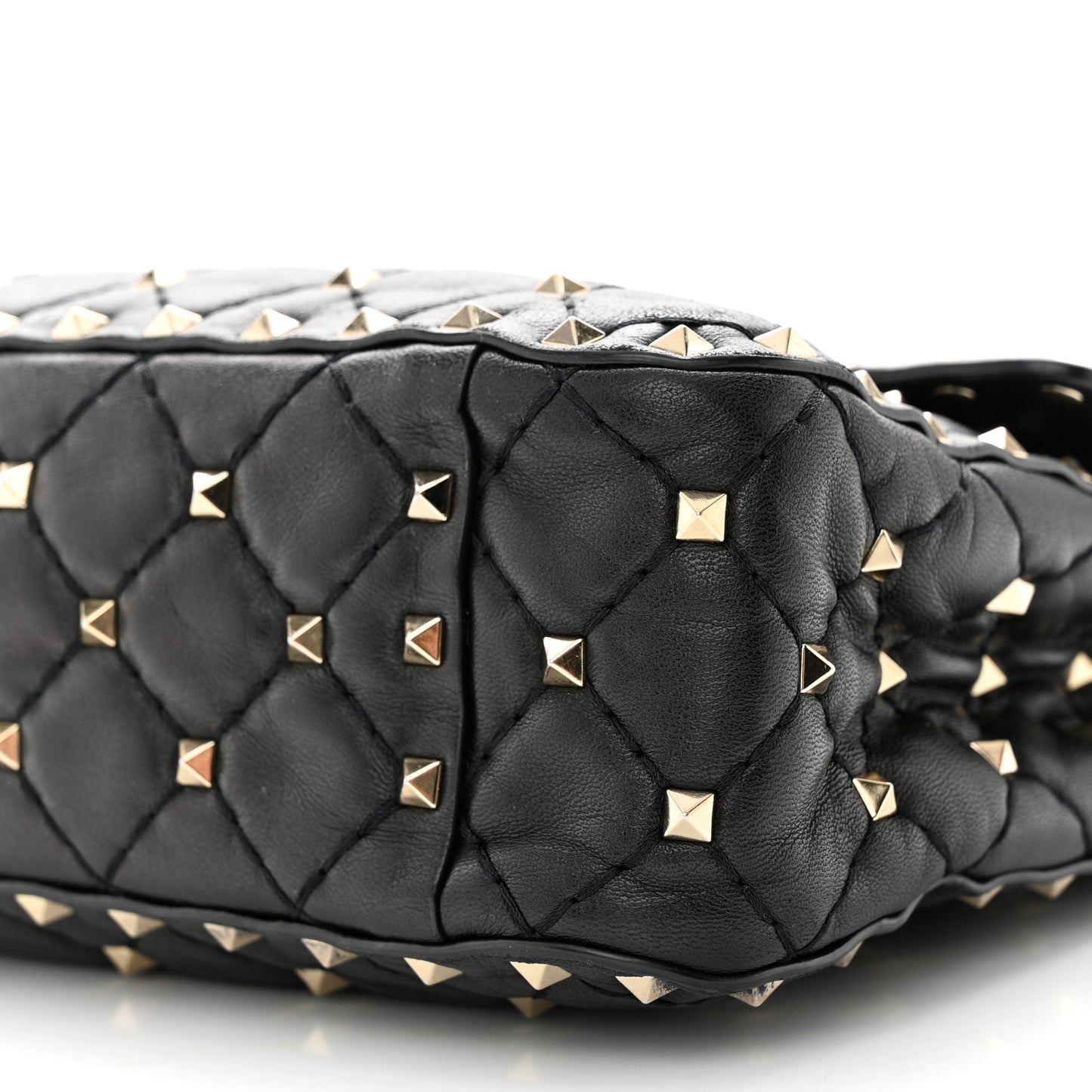 Nappa Medium Rockstud Spike Shoulder Bag Black