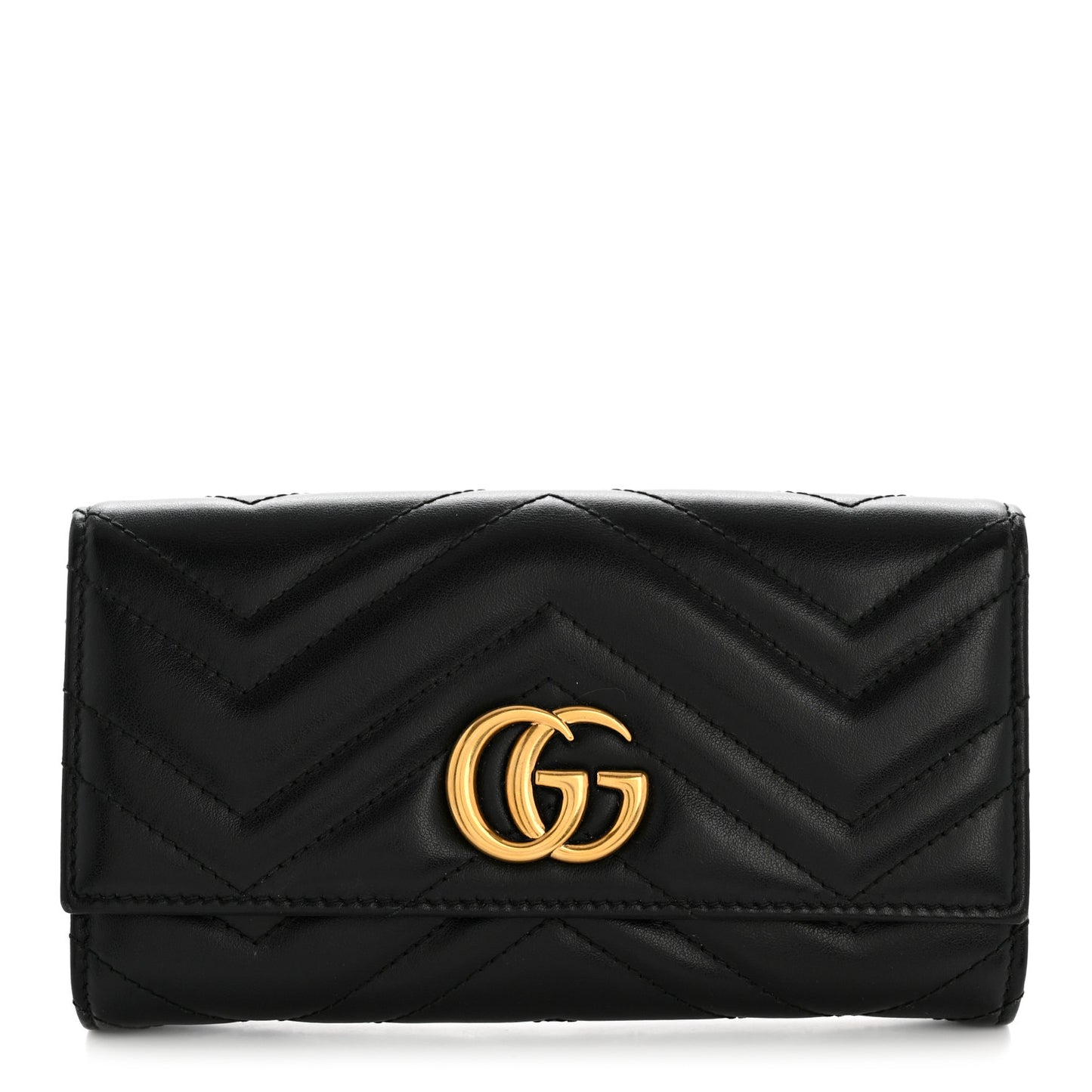 Calfskin Matelasse GG Marmont Continental Wallet Black