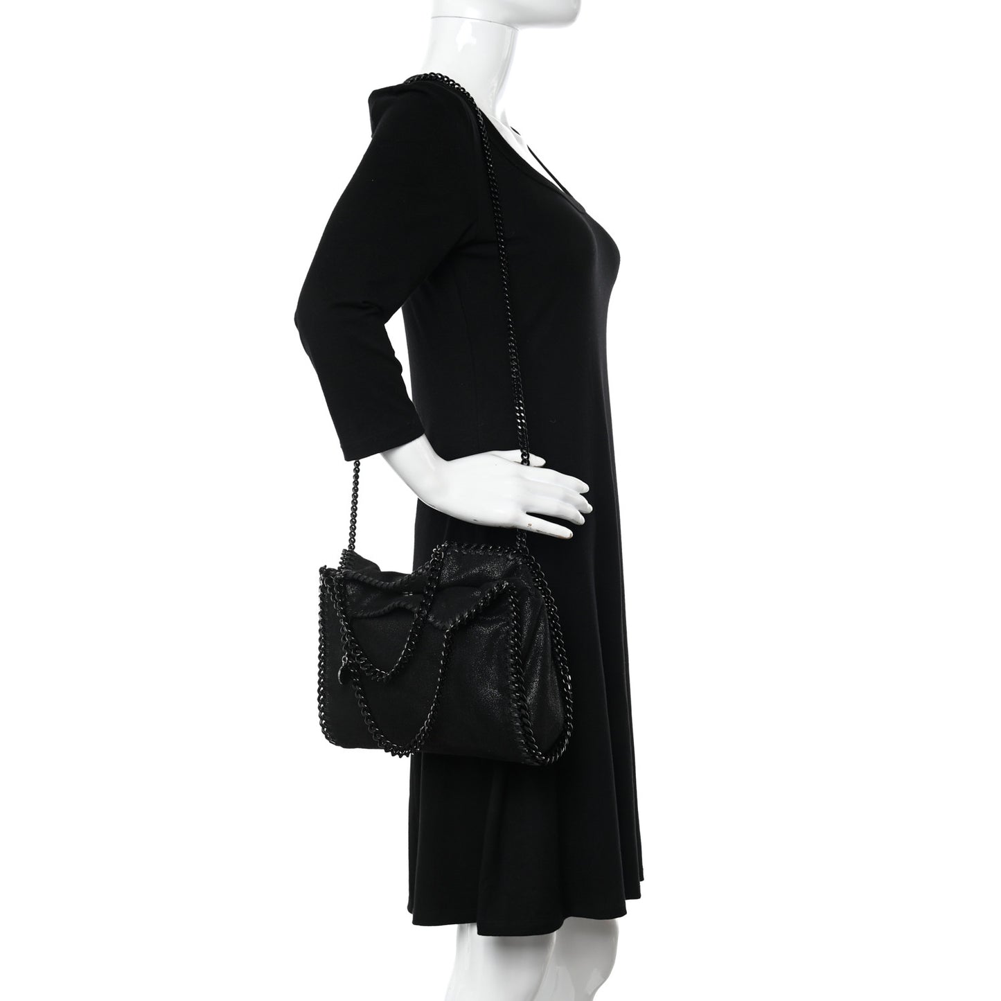 Shaggy Deer Mini Falabella Fold Over Tote Black
