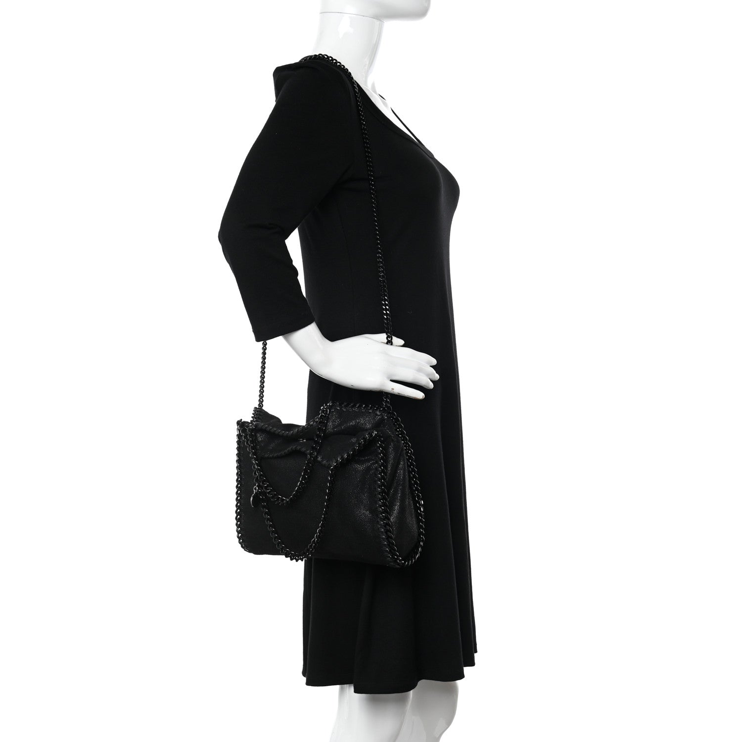 Stella McCartney Shaggy Deer Mini Falabella Fold Over Tote Black 2 of 11
