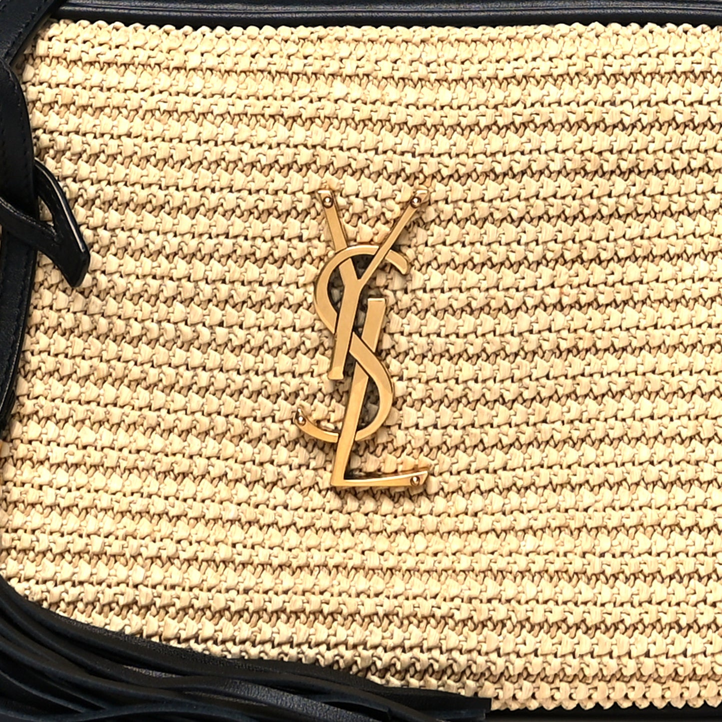 Raffia Canvas Monogram Lou Camera Bag Beige Black