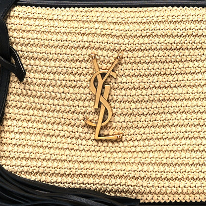 Saint Laurent Raffia Canvas Monogram Lou Camera Bag Beige Black 8 of 11
