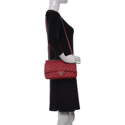 Chanel Washed Caviar Quilted Medium Double Flap Red 2 of 13