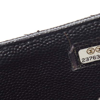 Chanel Caviar Chevron Quilted Zip Pouch Black 7 of 8