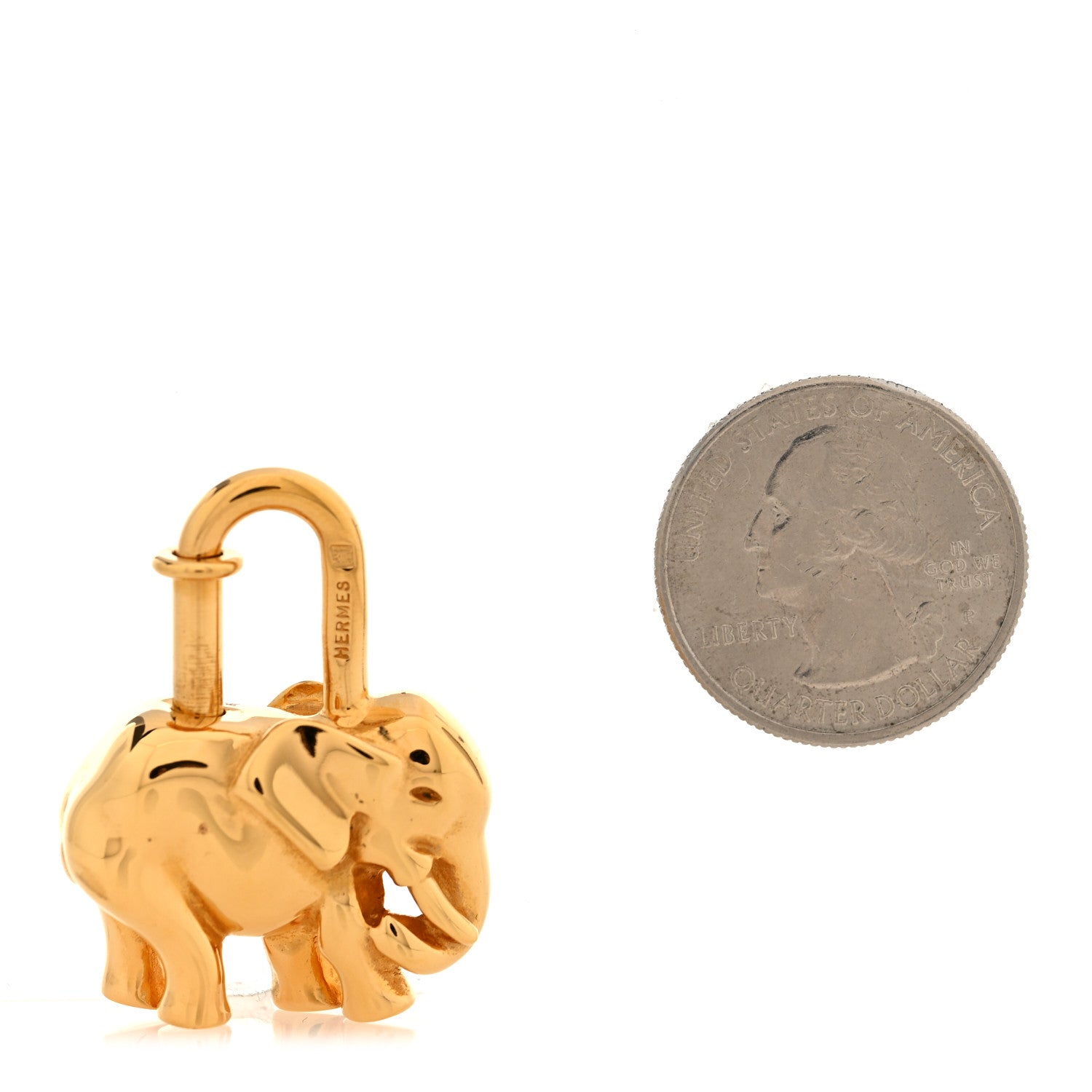 Hermes Permabrass Elephant Cadena Lock Gold 2 of 3