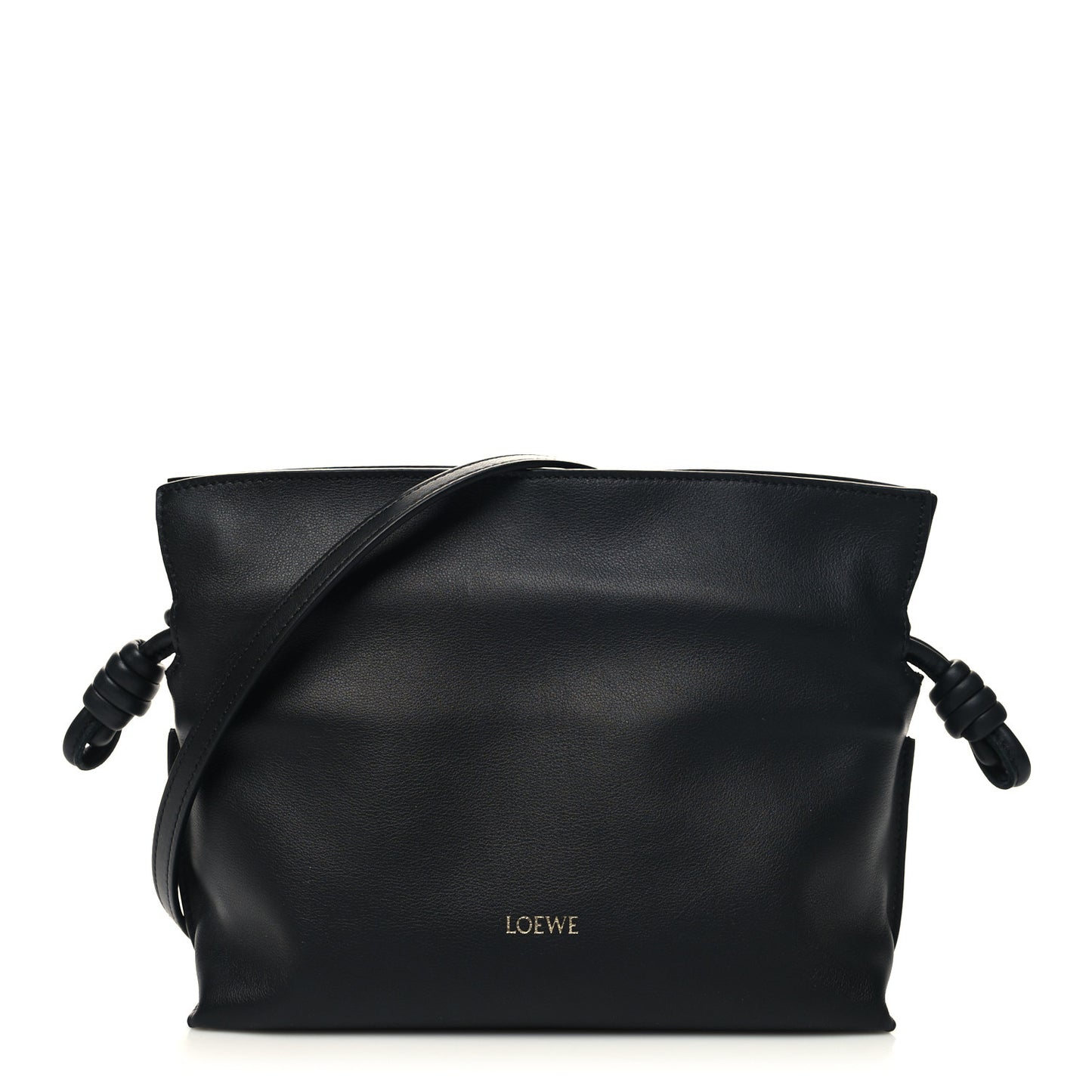 Calfskin Mini Flamenco Knot Clutch Black