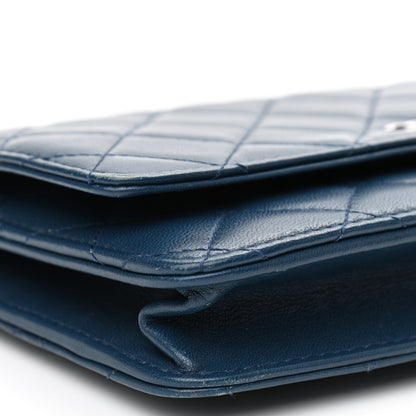 Chanel Lambskin Quilted Wallet On Chain WOC Blue 9 of 15