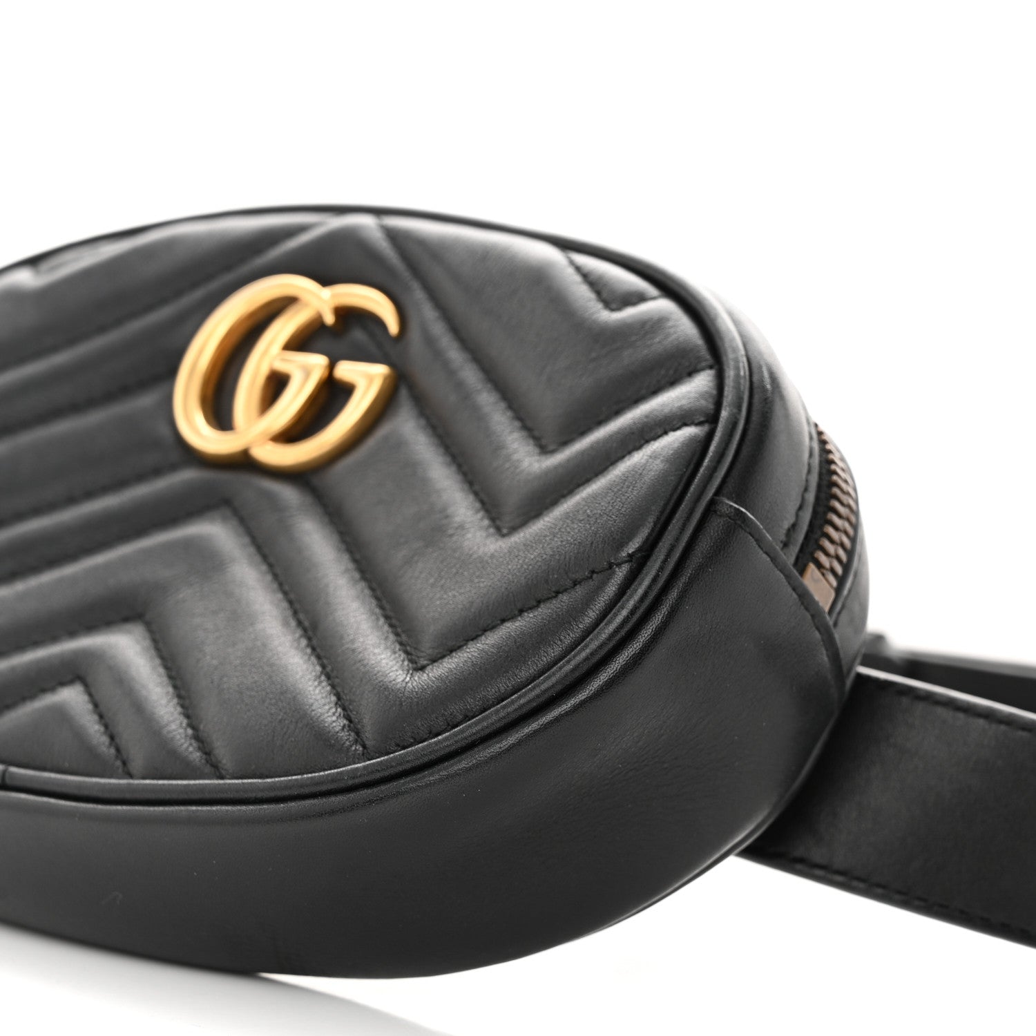 Gucci Calfskin Matelasse GG Marmont Belt Bag 75 30 Black 10 of 14