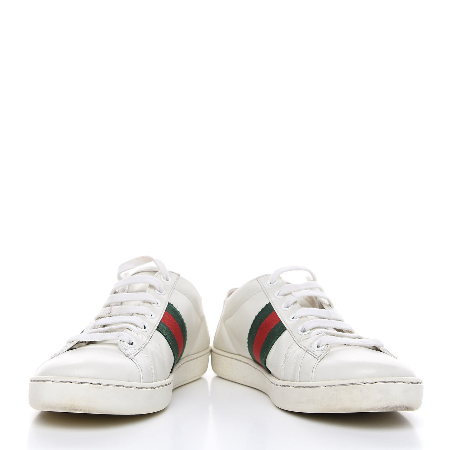 Calfskin Web Bee Embroidered Womens Ace Sneakers 38 White Green
