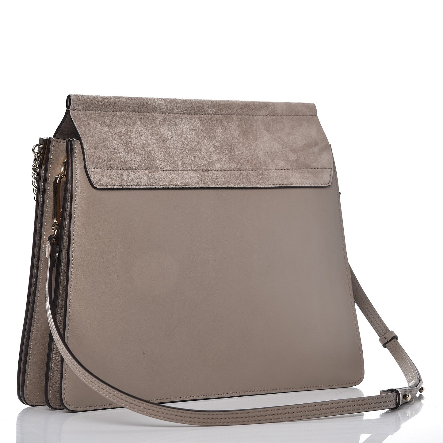 Calfskin Suede Medium Faye Shoulder Bag Motty Grey