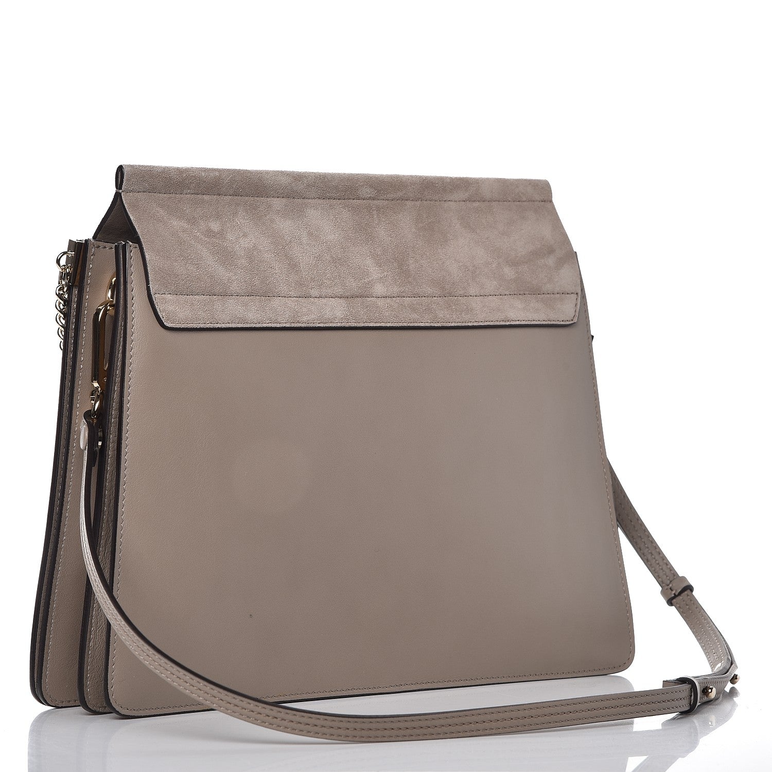 Chloe Calfskin Suede Medium Faye Shoulder Bag Motty Grey 3 of 7