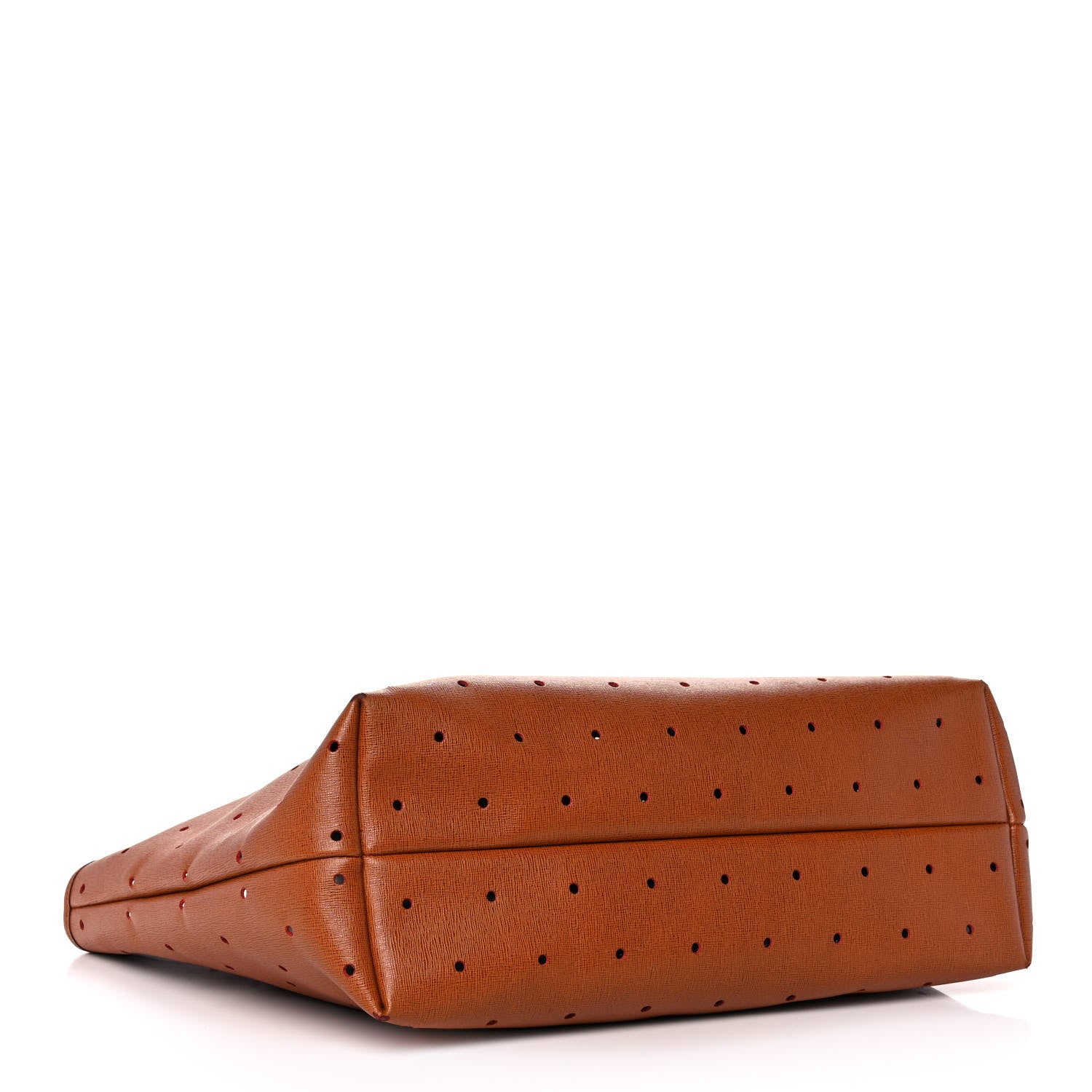 Fendi Vitello Zucca Perforated Medium Roll Tote Miel Rosso Tobacco 4 of 13