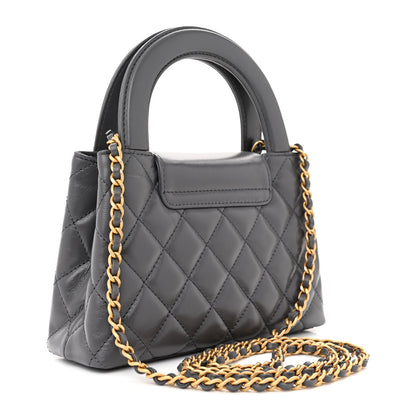 Chanel Shiny Aged Calfskin Quilted Nano Kelly Shopper Grey 3 of 12